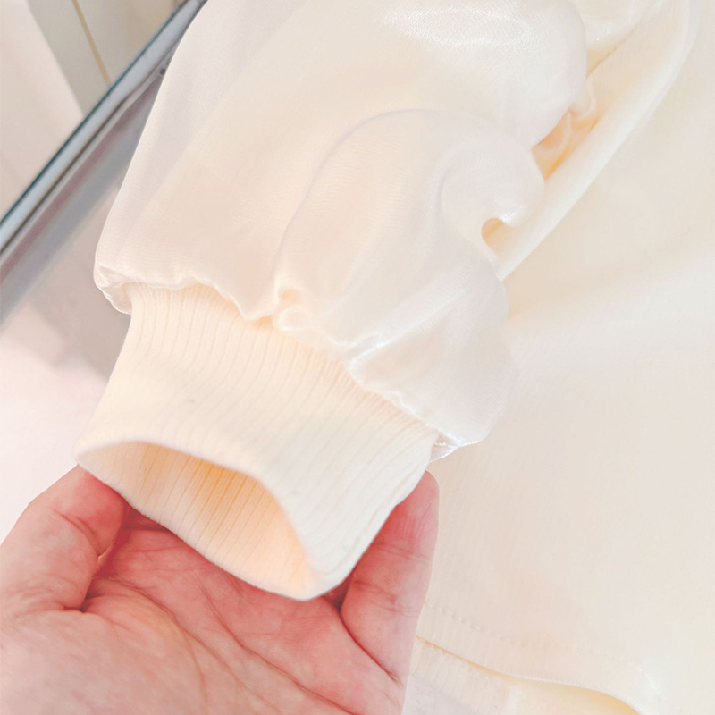 Mesh Bow Fleece Long Sleeve Mid-long Dresses - image 6