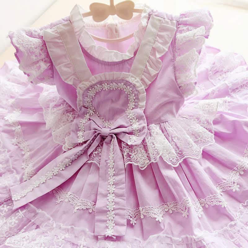 100% Cotton Lace Bow Sleeveless Midi Dresses - image 5