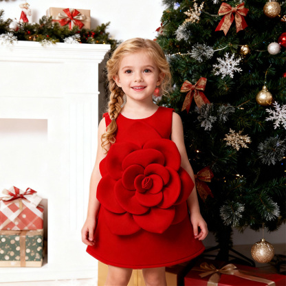 Scuba Knit Rosette Sleeveless Regular Dresses - image 22