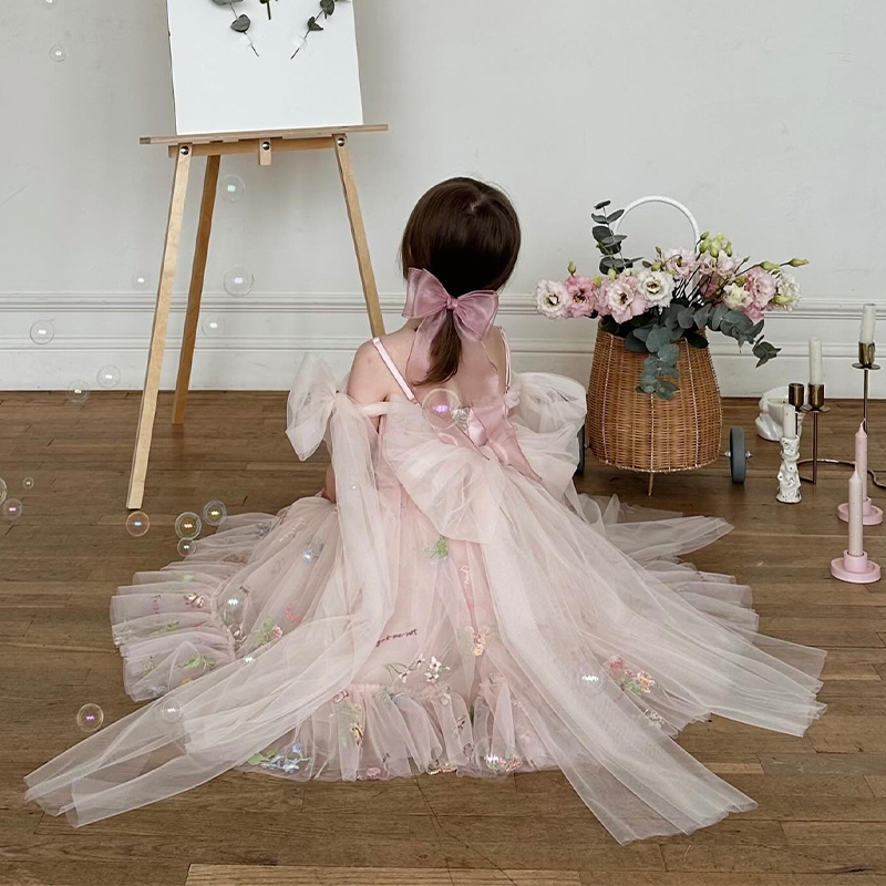 Mesh Floral-embroidered Sleeveless Mid-long Dresses - image 24