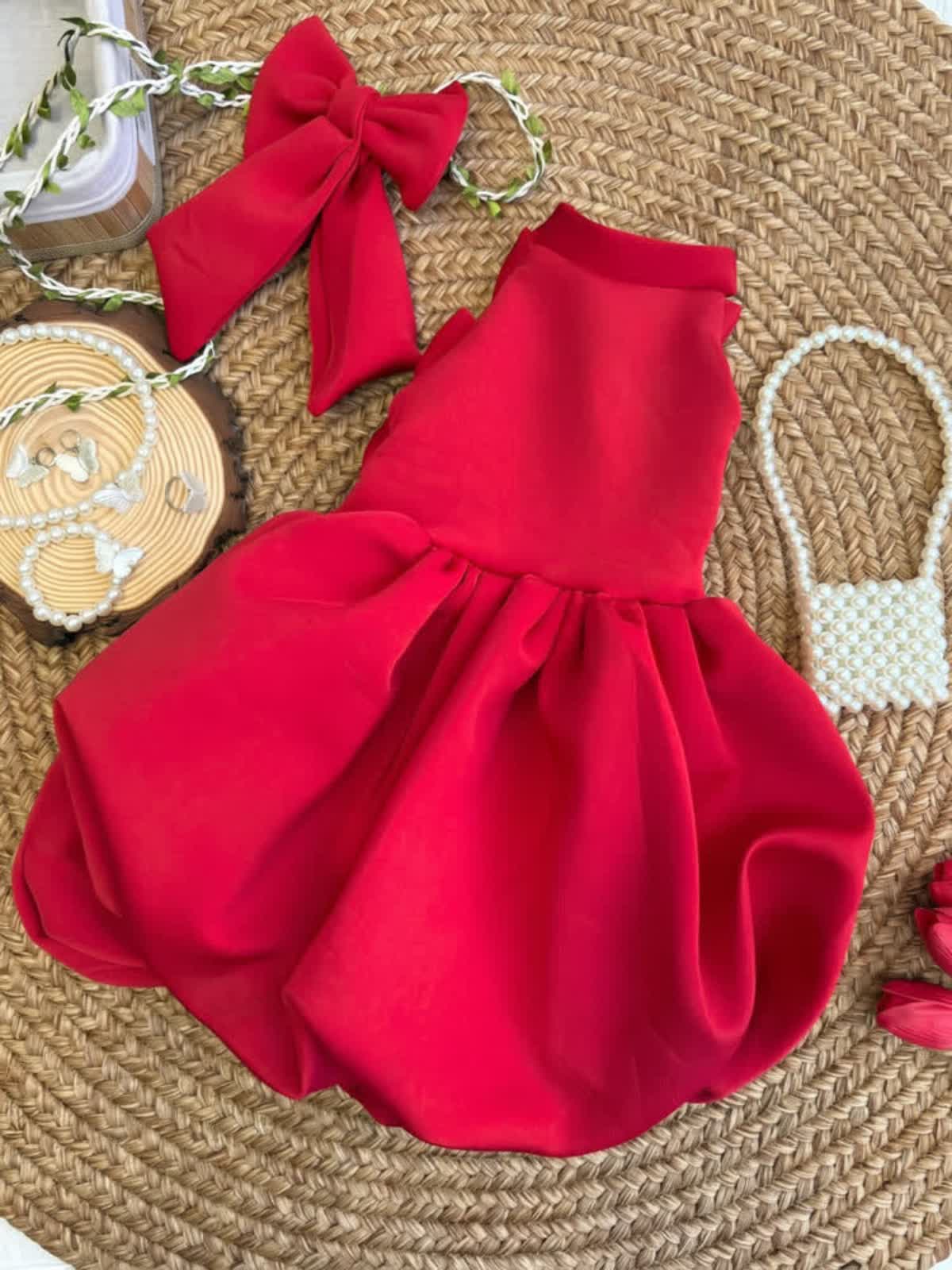 SCUBA KNIT Bow Short Sleeve Short Dresses - image 17