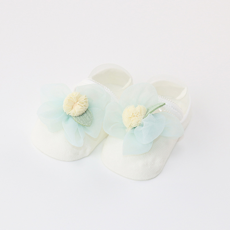 100% Cotton Solid Rosette Socks - White - 6-12M - image 6
