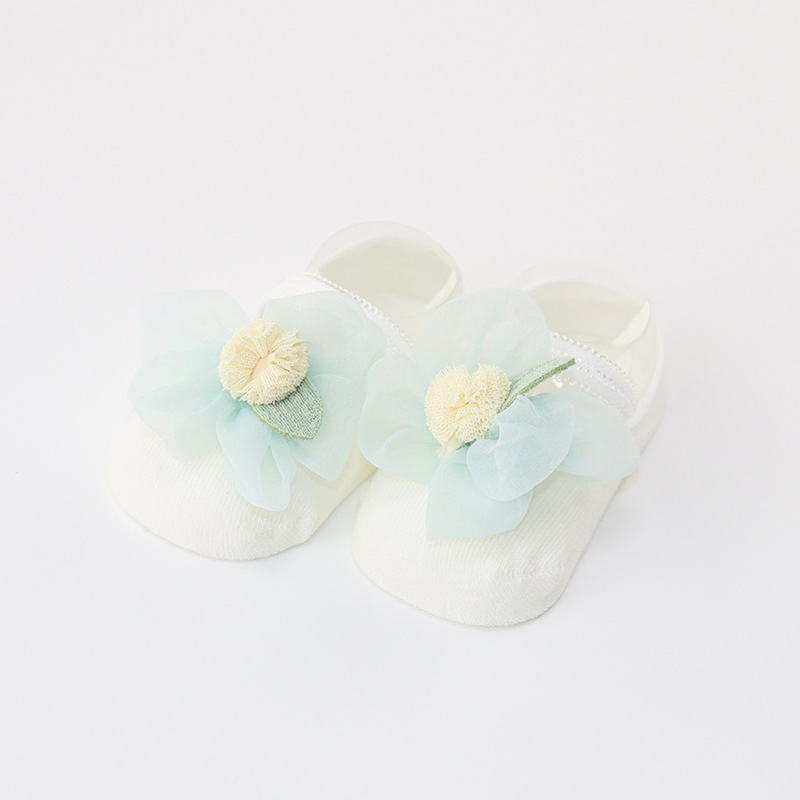 100% Cotton Solid Rosette Socks - White - 6-12M - image 6