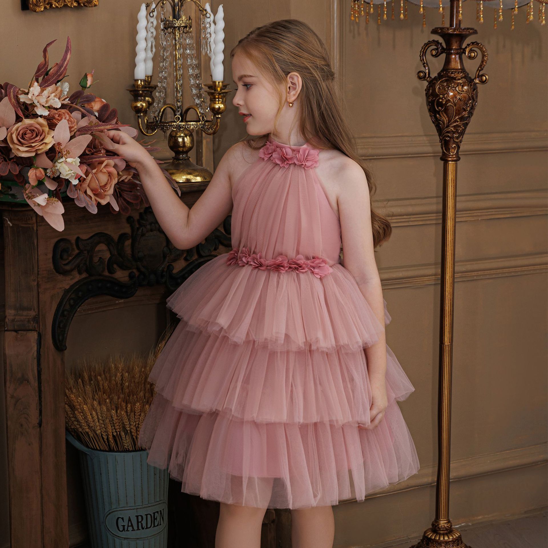 Mesh Rosette Sleeveless Midi Dresses - image 3