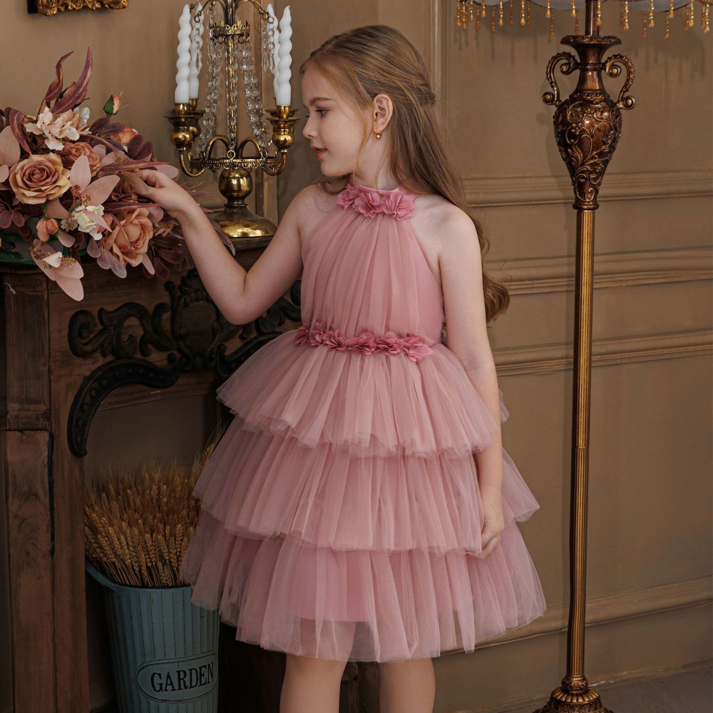 Mesh Rosette Sleeveless Midi Dresses - image 3