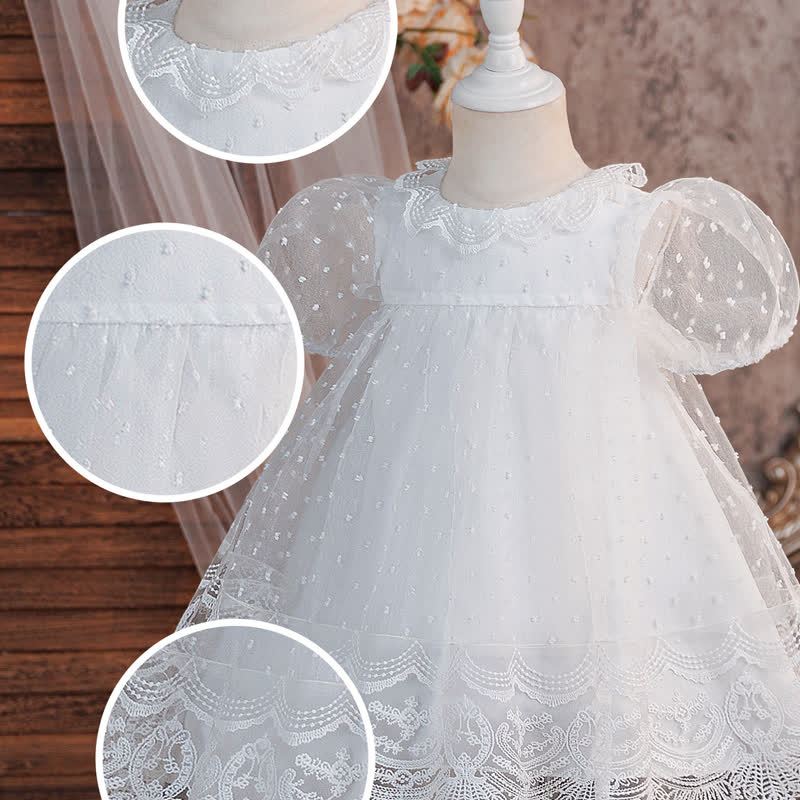 Mesh Lace Edge Short Sleeve Midi Dresses - image 4