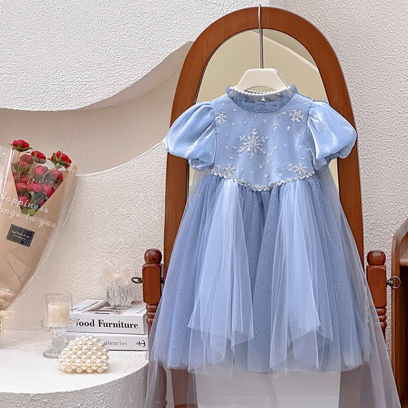 Mesh Bow Sequins Short Sleeve Mid-long Dresses - image 3