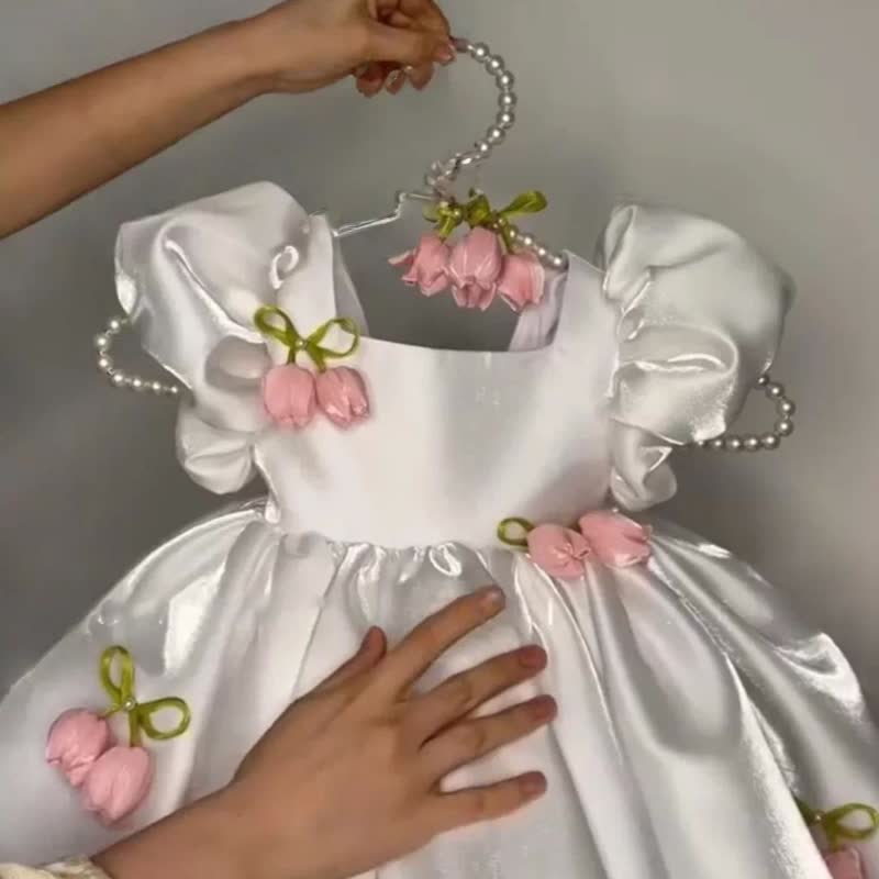 Satin Rosette Short Sleeve Midi Dresses - image 7