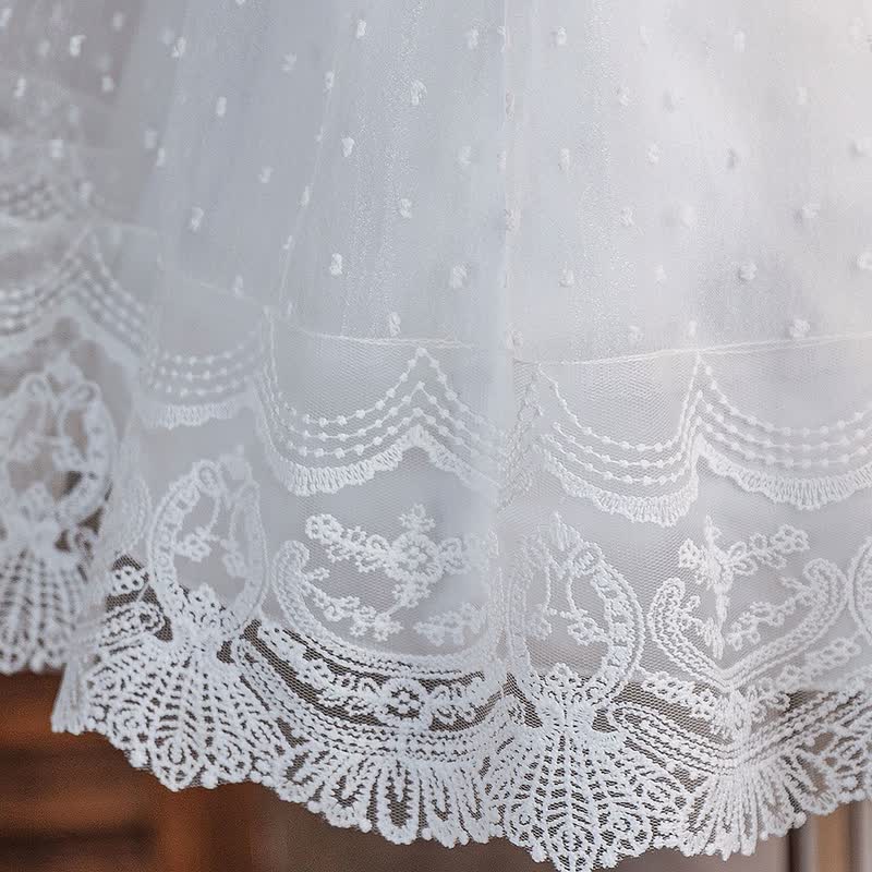 Mesh Lace Edge Short Sleeve Midi Dresses - image 7