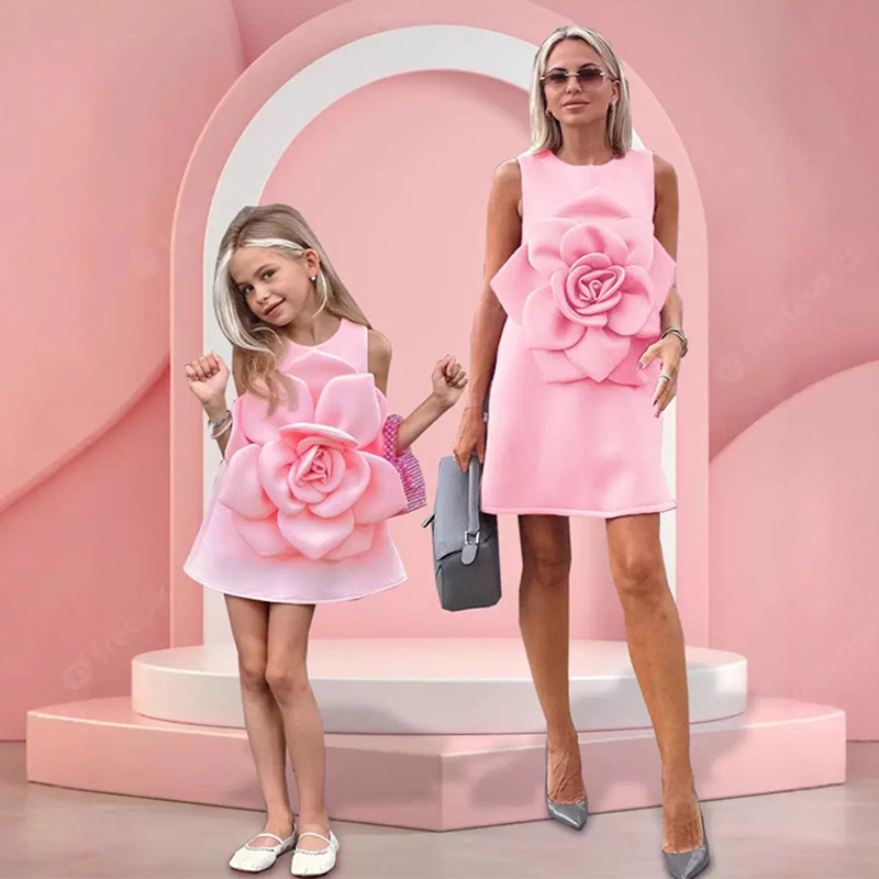 Scuba Knit Rosette Sleeveless Regular Dresses - image 3