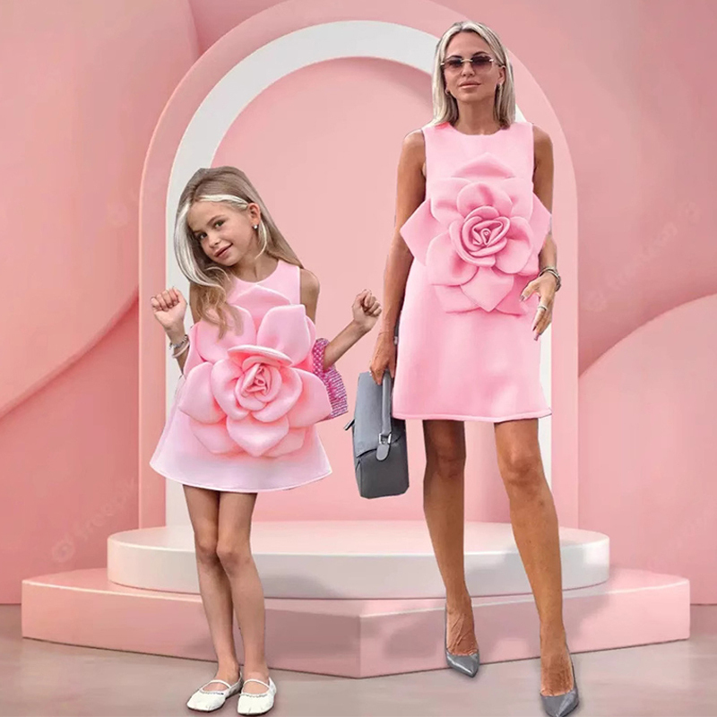 Scuba Knit Rosette Sleeveless Regular Dresses - image 3