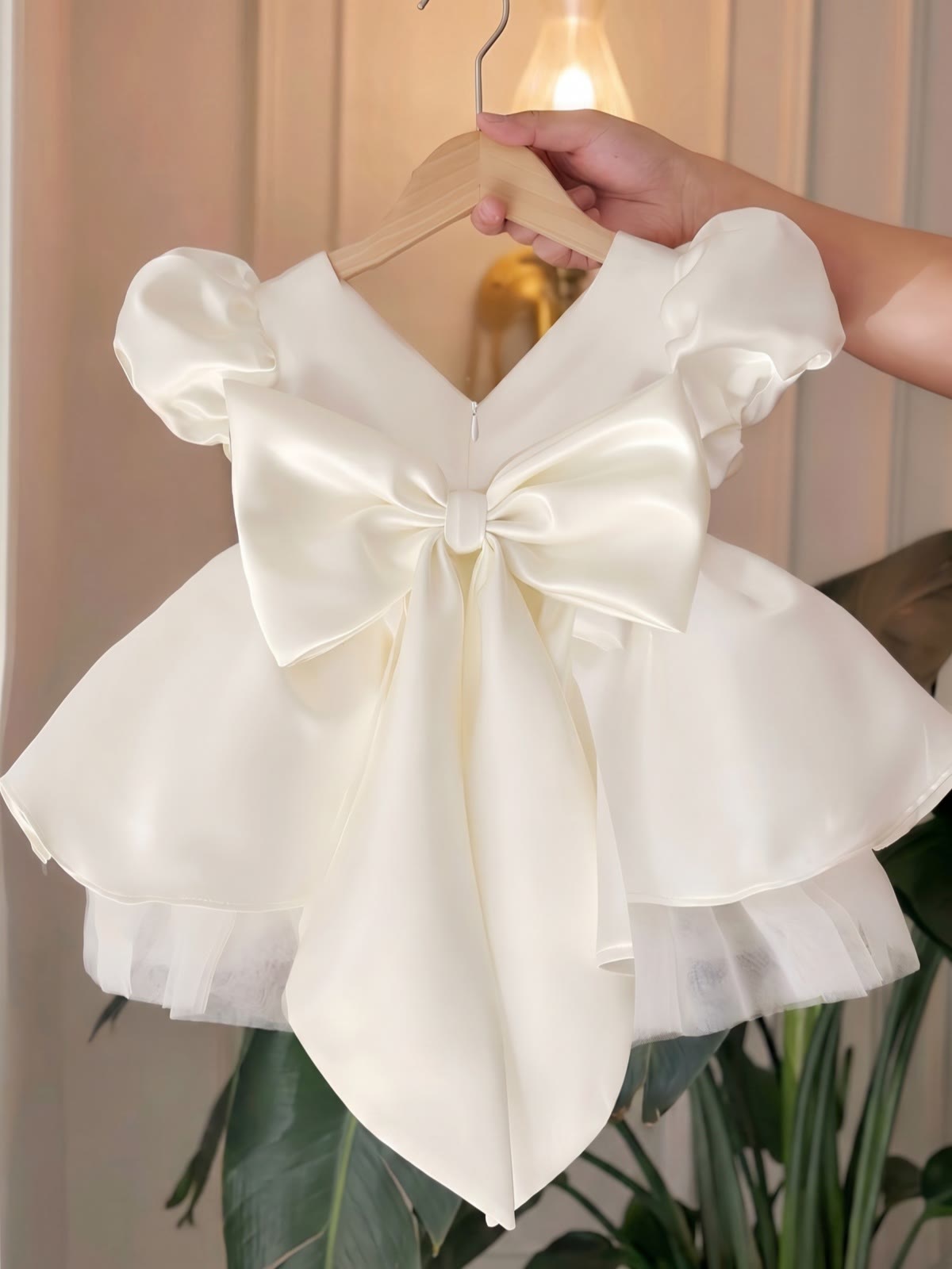 Satin Bow Short Sleeve Midi Dresses - image 10