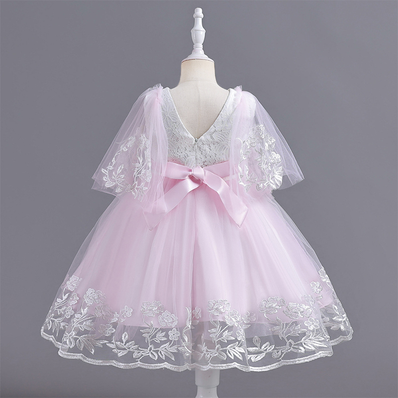 Mesh Lace Bow Lace Half Sleeve Midi Dresses - image 4