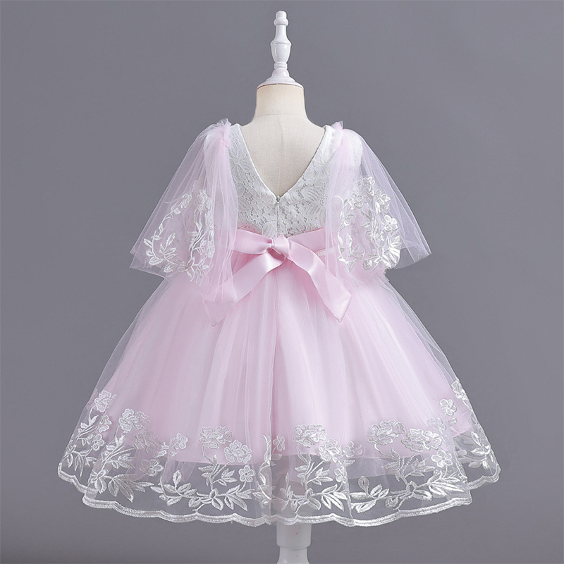 Mesh Lace Bow Lace Half Sleeve Midi Dresses - image 4