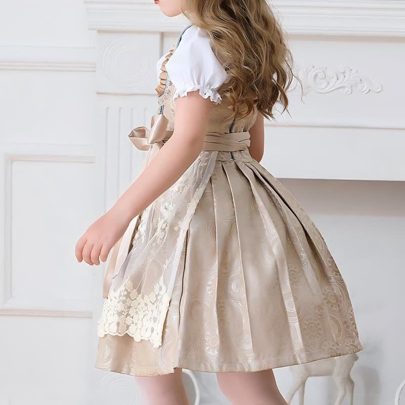 Chemical Fiber Blend Drawcord Short Sleeve Midi Top With Dress & Apron - image 9