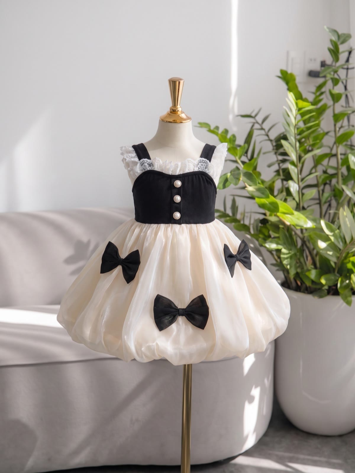 Satin Bow Sleeveless Short Dresses - image 3