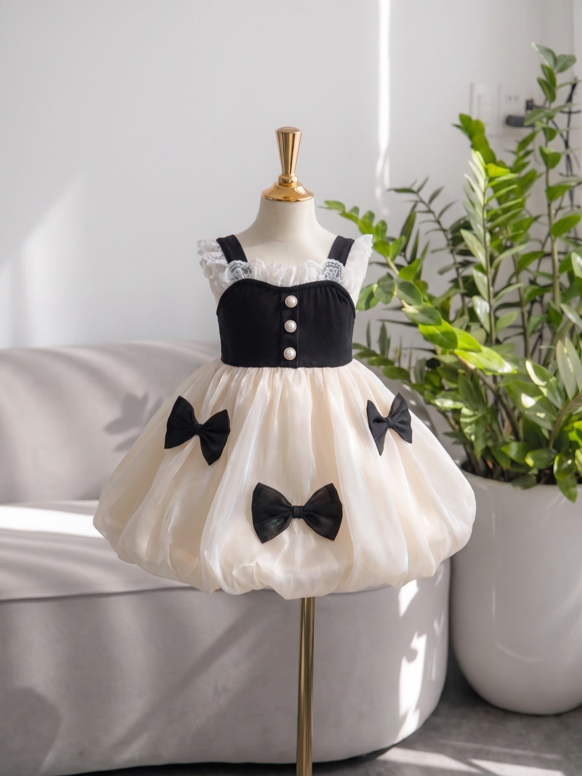 Satin Bow Sleeveless Short Dresses - image 3