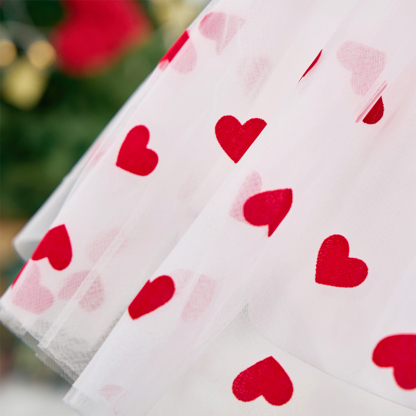 Mesh Heart/cordate Bow Short Sleeve Mid-long Dresses - image 12