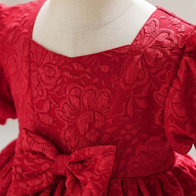 Jacquard Embossed Printing Irregular Craftsmanship Jacquard Short Sleeve Long Dresses - image 4