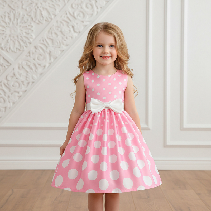 Satin Printing Bow Sleeveless Regular Dresses - image 4