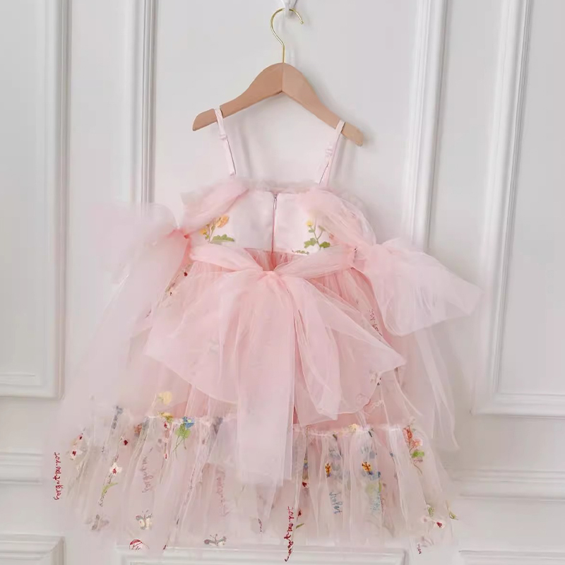 Mesh Floral-embroidered Sleeveless Mid-long Dresses - image 20