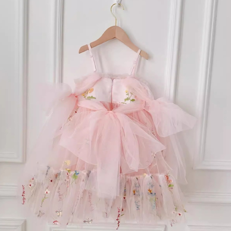 Mesh Floral-embroidered Sleeveless Mid-long Dresses - image 20