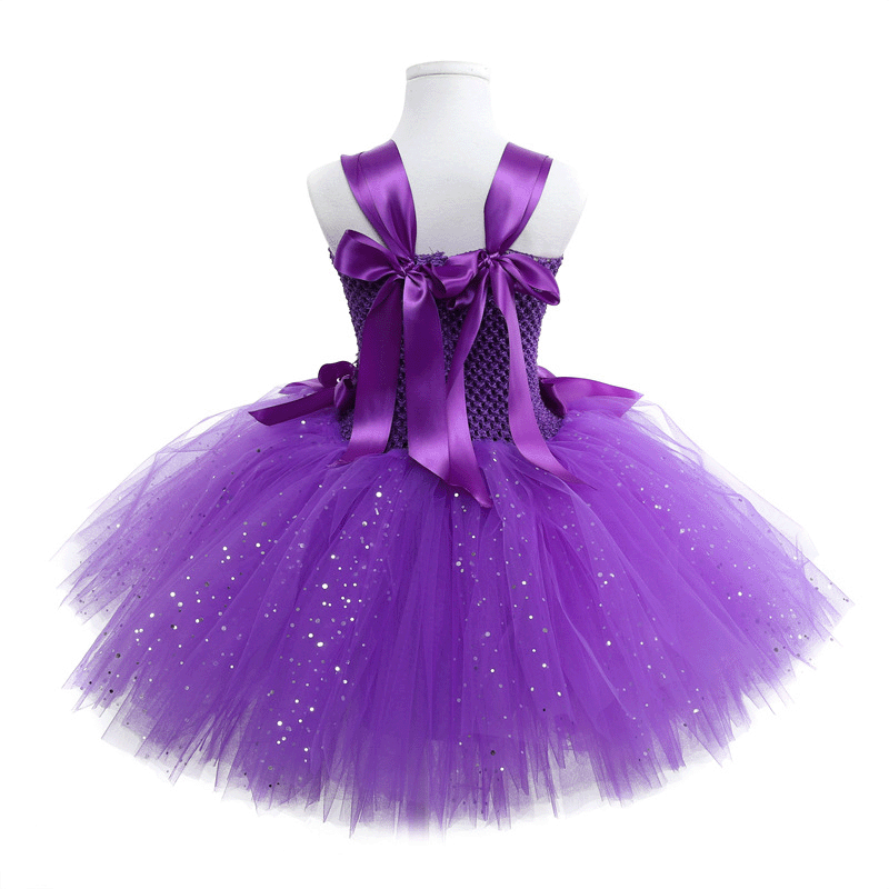 Mesh Sequins Crochet Butterfly Ballet Sleeveless Mid-long Dresses - image 4