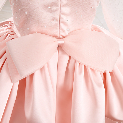 Satin Sequins Folds Long Sleeve Mid-long Dresses - image 15