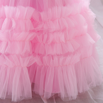 Mesh Bow Folds Sleeveless Mid-long Dresses - image 3