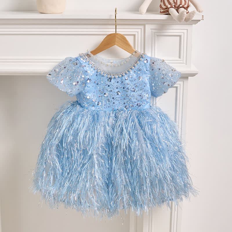 Beaded Tassel Puff Sleeve Mid-long Dresses - image 18