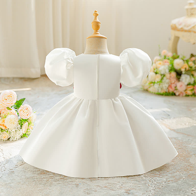 Satin Rosette Short Sleeve Midi Dresses - image 3