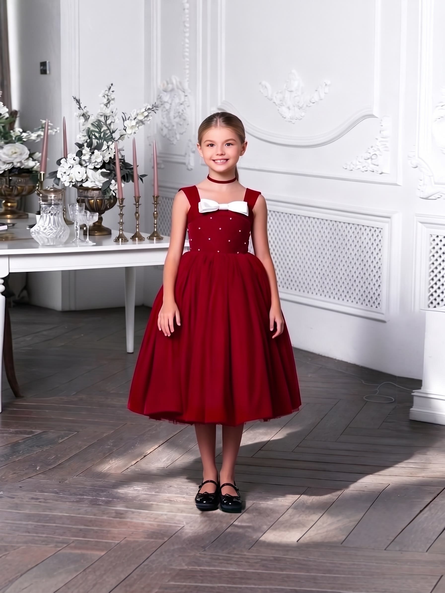 Velvet Bow Sleeveless Midi Dresses - image 4