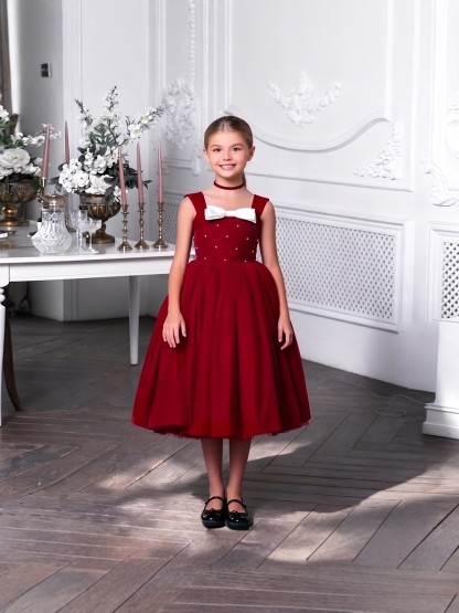 Velvet Bow Sleeveless Midi Dresses - image 4