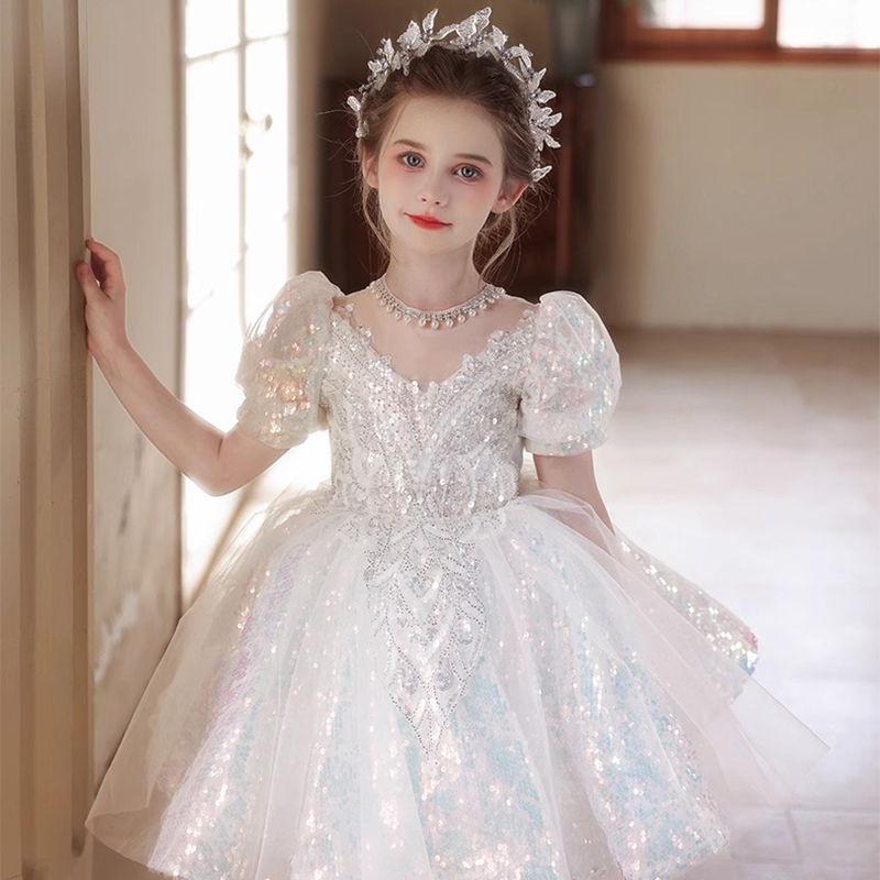 [Archive Sale] Mesh Sequins Short Sleeve Mid-long Dresses - image 3