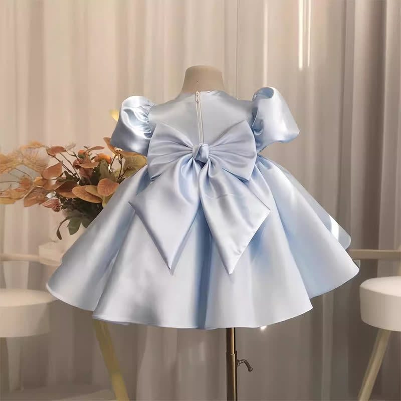 Satin Pearl Short Sleeve Mid-long Dresses - image 3