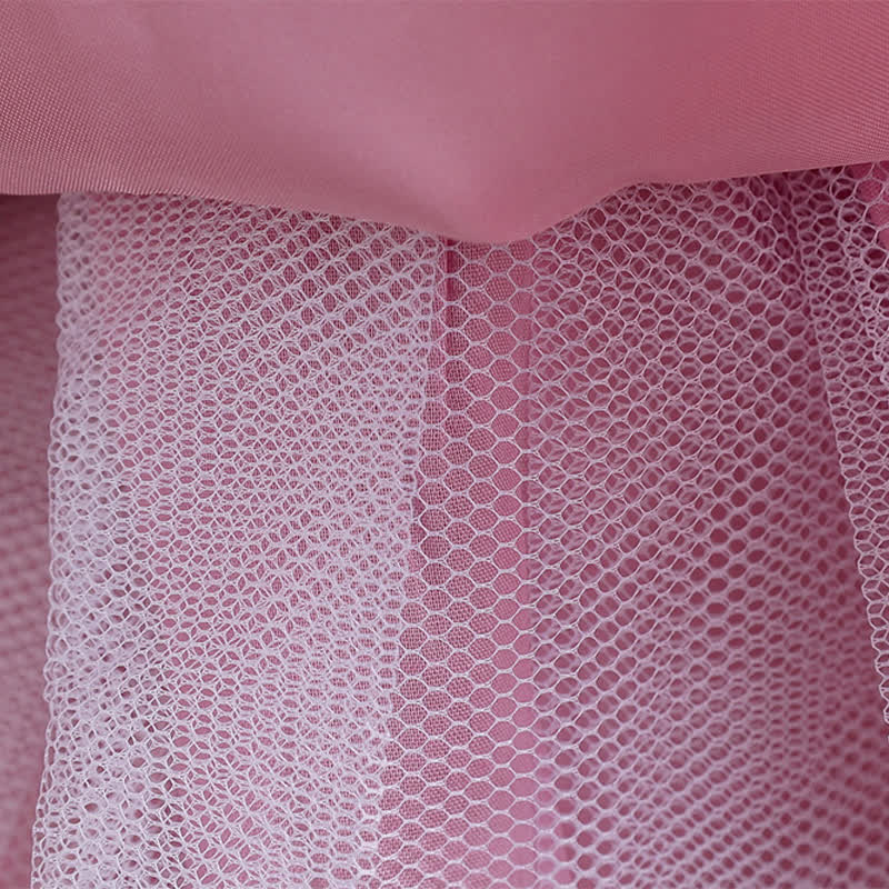 Mesh Bow Sequins Folds Short Sleeve Mid-long Dresses - image 23