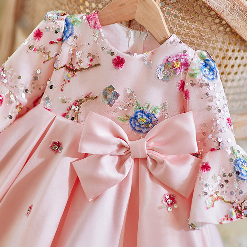 Satin Sequins Long Sleeve Midi Dresses - image 3