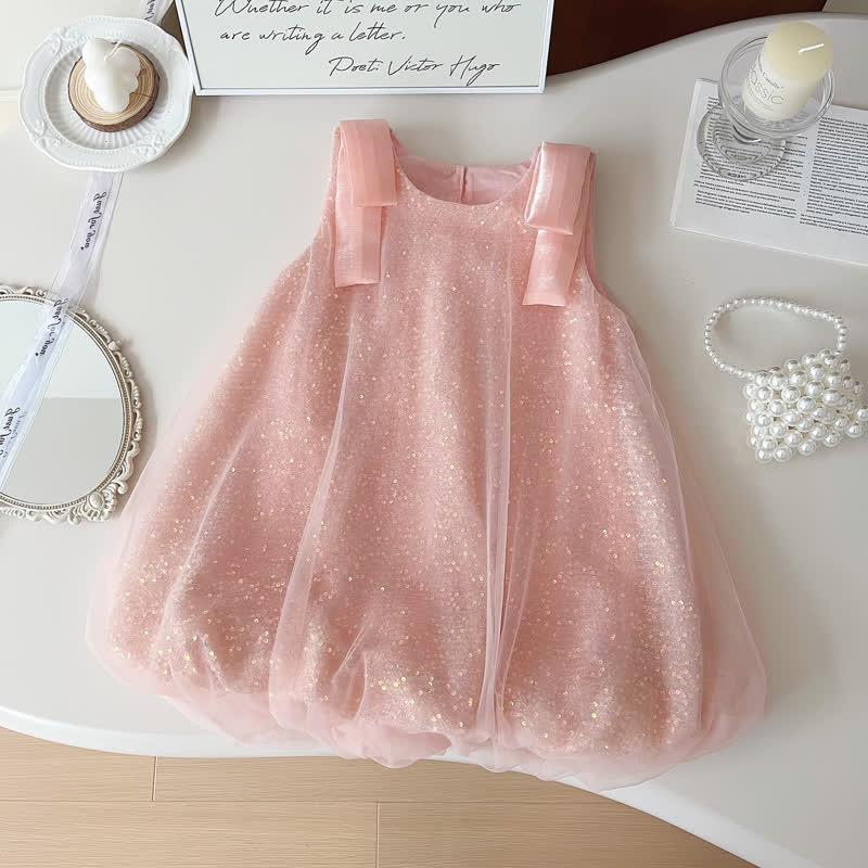 Chemical Fiber Blend Sequins Sleeveless Midi Dresses - Pink - 8-9Y - image 5