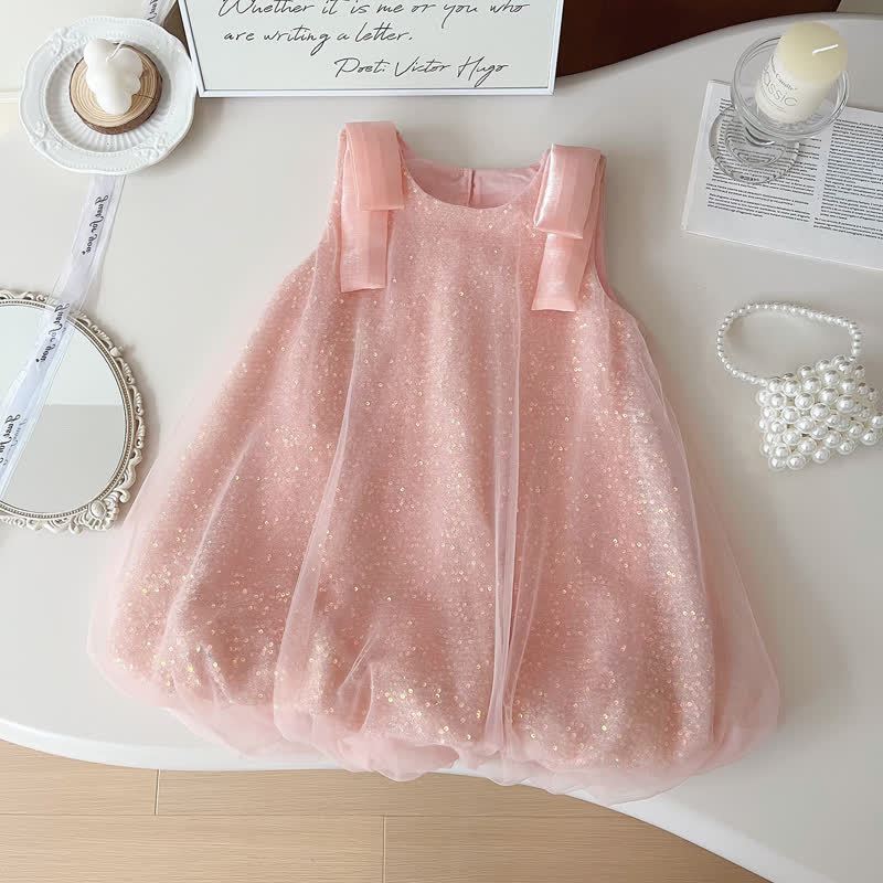 Chemical Fiber Blend Sequins Sleeveless Midi Dresses - Pink - 8-9Y - image 5