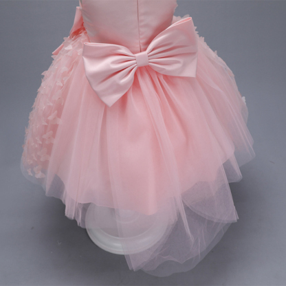 Mesh Bow Rosette Short Sleeve Mid-long Dresses - image 11