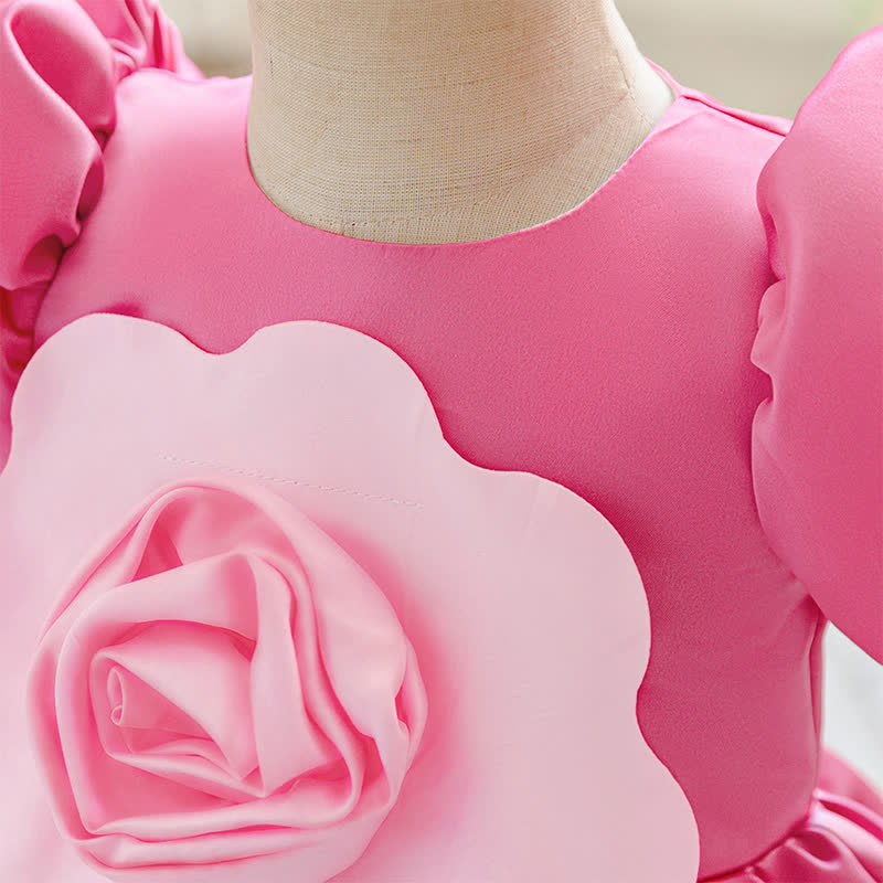 Satin Rosette Short Sleeve Mid-long Dresses - image 5