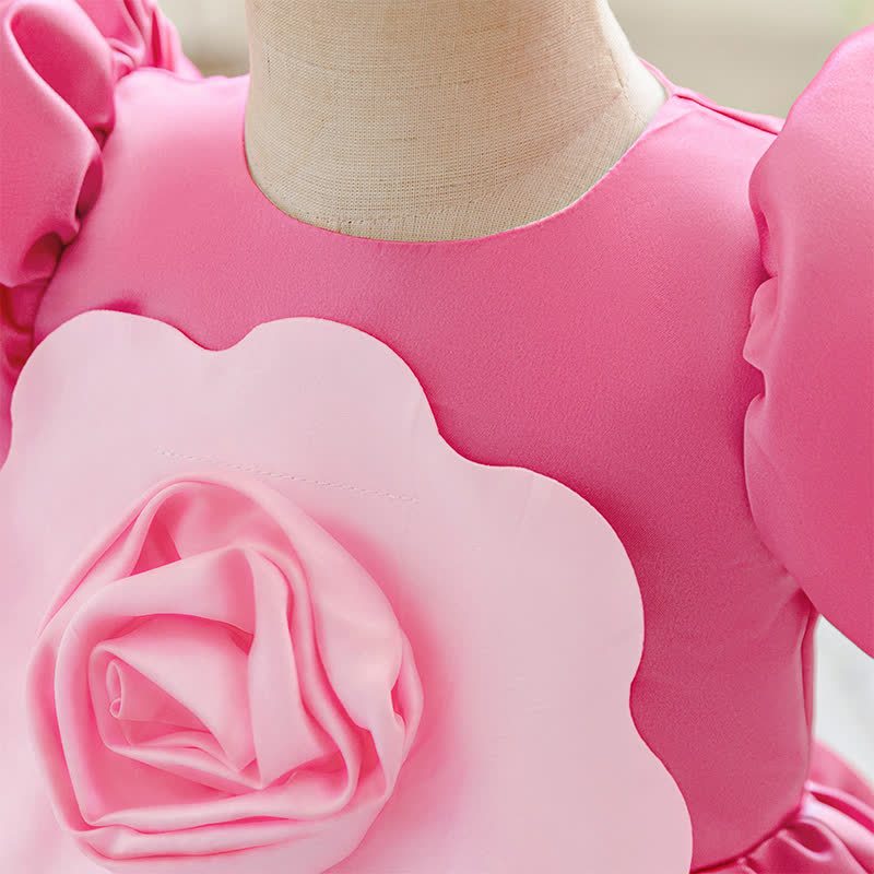 Satin Rosette Short Sleeve Mid-long Dresses - image 5