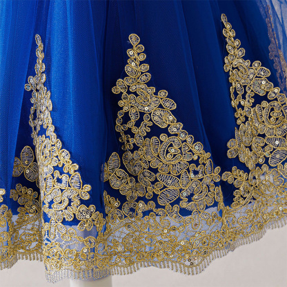 Mesh Lace Bow Lace Short Sleeve Mid-long Dresses - image 14