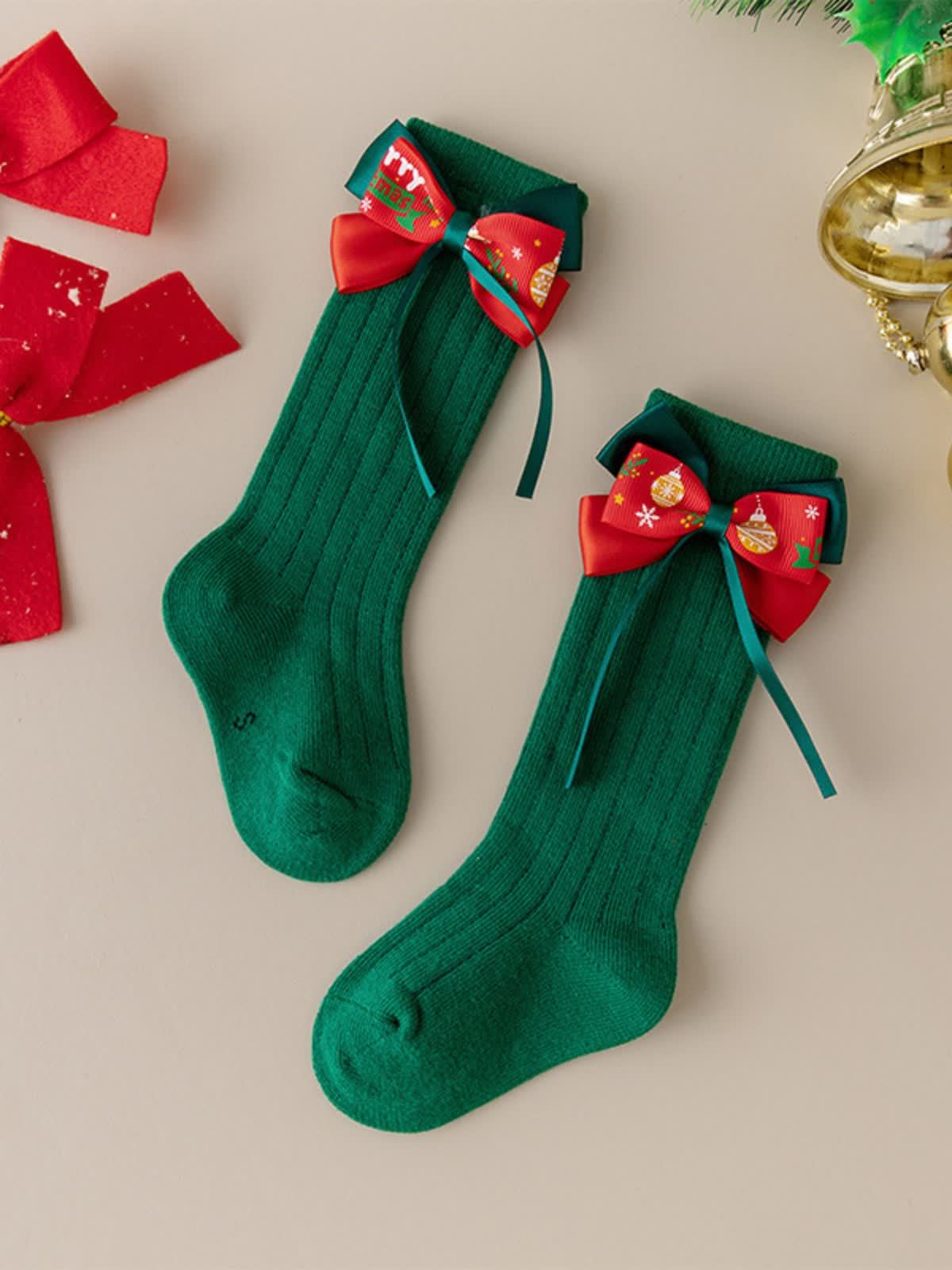 Solid With Bow Socks - Dark Green Letter - 2-4Y - image 14