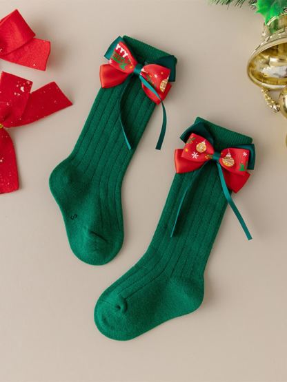 Solid With Bow Socks - Dark Green Letter - 2-4Y - image 14