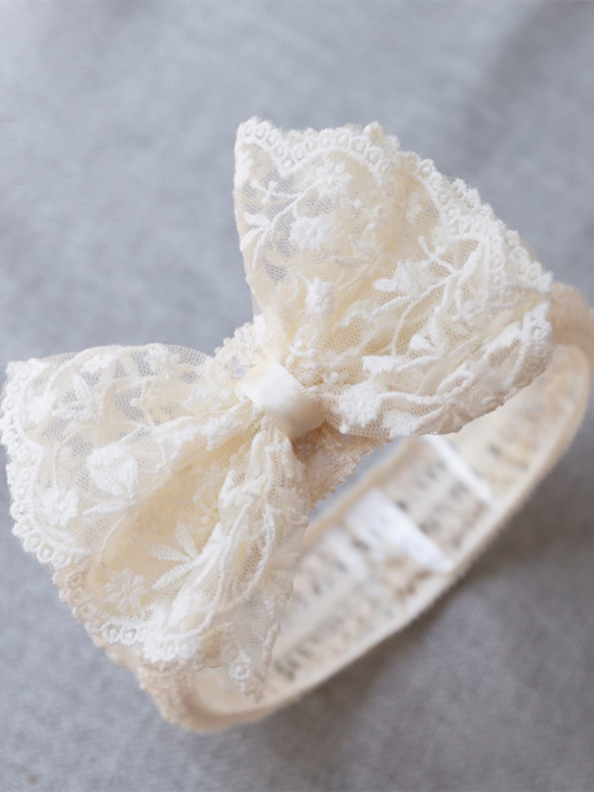 Solid With Embroidery Hairband - Beige - image 3