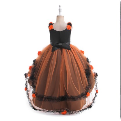 Satin & Mesh Rosette Sleeveless Mid-long Dresses - image 14