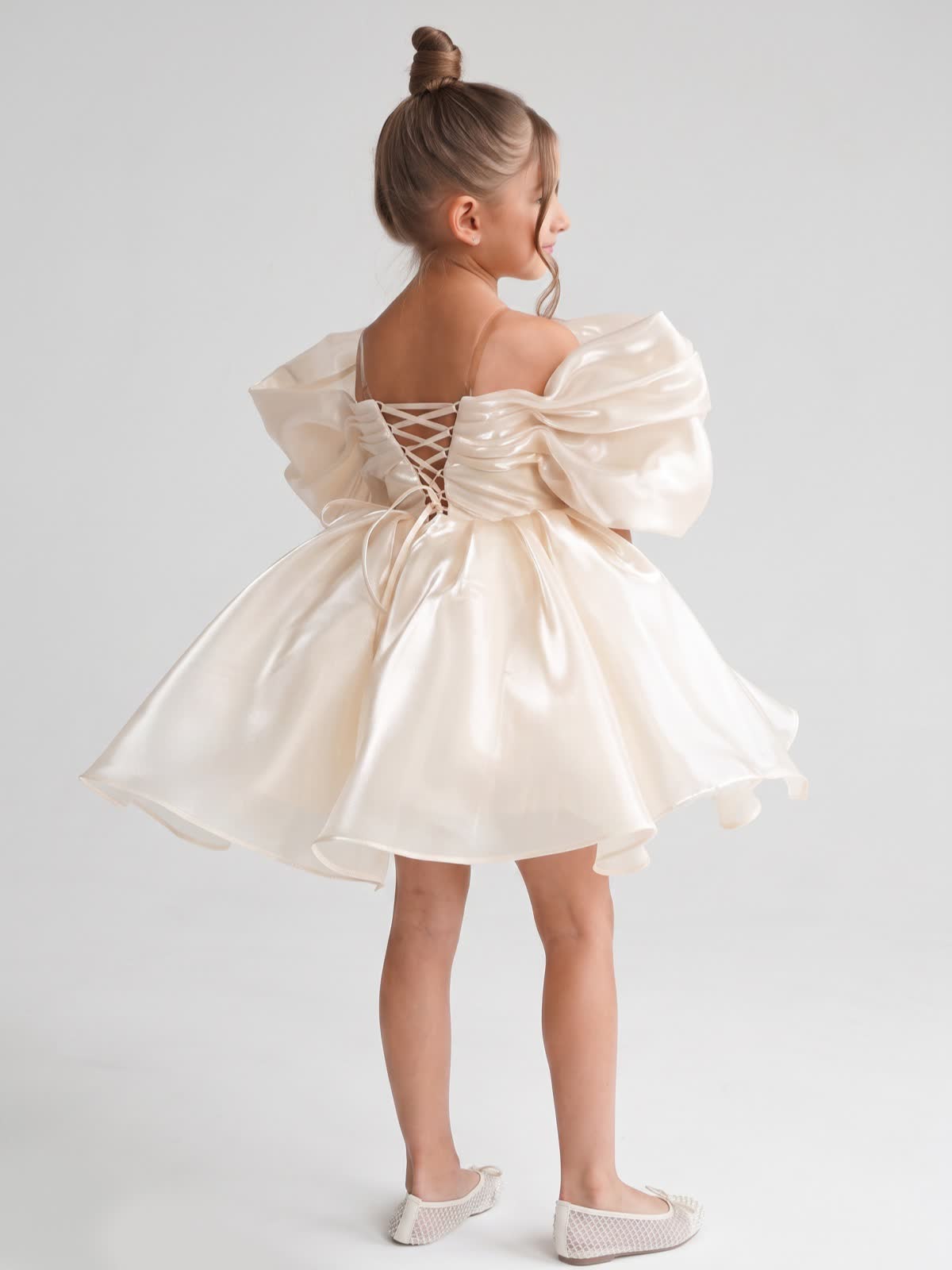Organza Gathered Sleeveless Short Dresses - image 4
