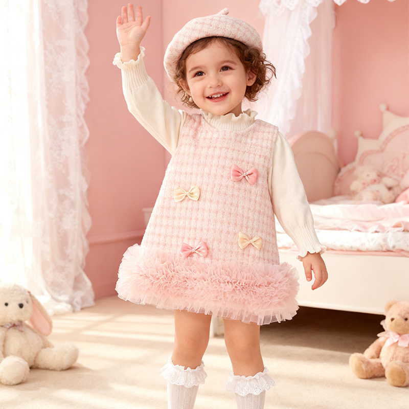 Woolen Fleece Embellished Sleeveless Regular Dresses&two-piece Set - image 3