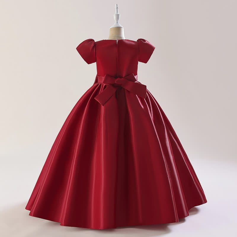 Satin  Rosette Cap Sleeve Maxi Dresses - image 25